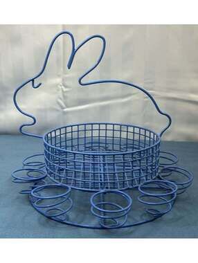 Blue Wire Bunny Easter Egg Holder Basket